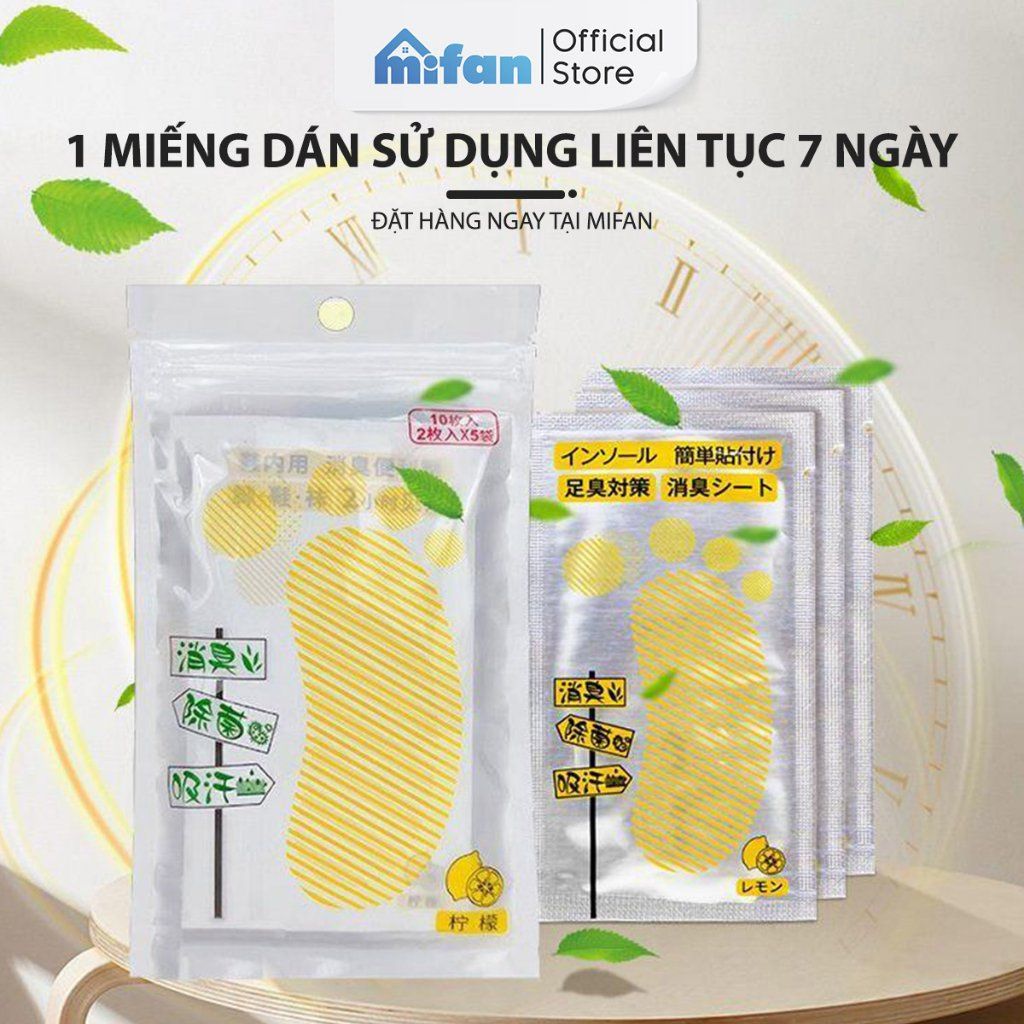 Miếng dán khử mùi giày tất, hôi chân hương chanh cực mạnh Mifan