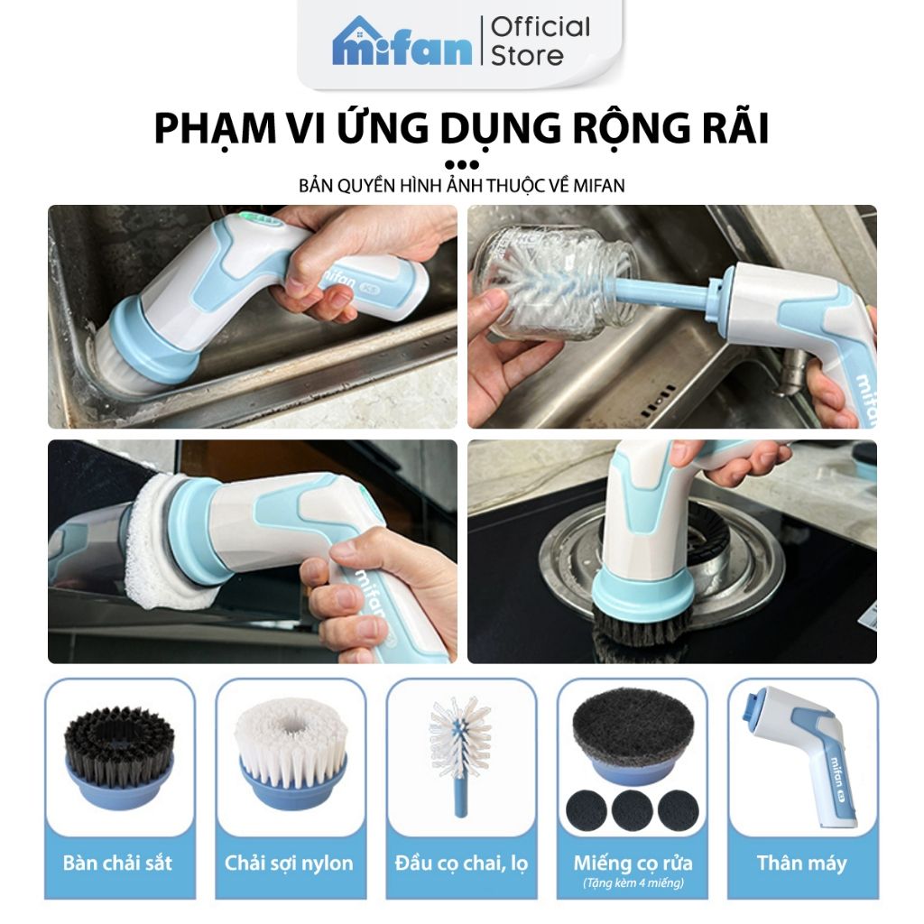 Phụ Kiện Thay Thế Máy Cọ Rửa Điện Cầm Tay Đa Năng Mifan K3 C3