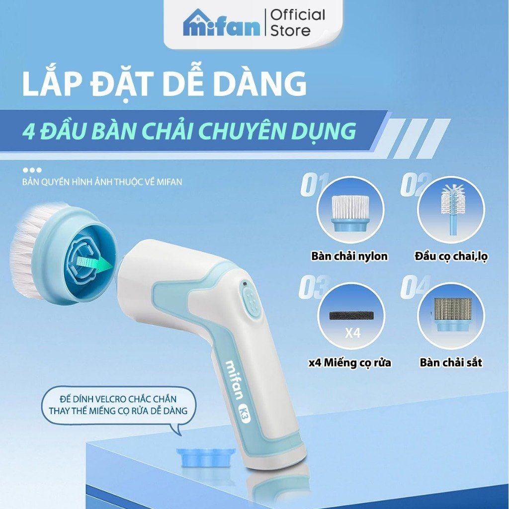 Phụ Kiện Thay Thế Máy Cọ Rửa Điện Cầm Tay Đa Năng Mifan K3 C3