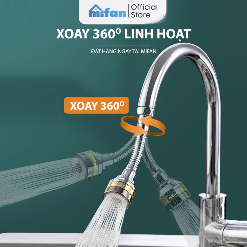 Đầu vòi rửa bát tăng áp đồng thau inox 304 cao cấp Mifan