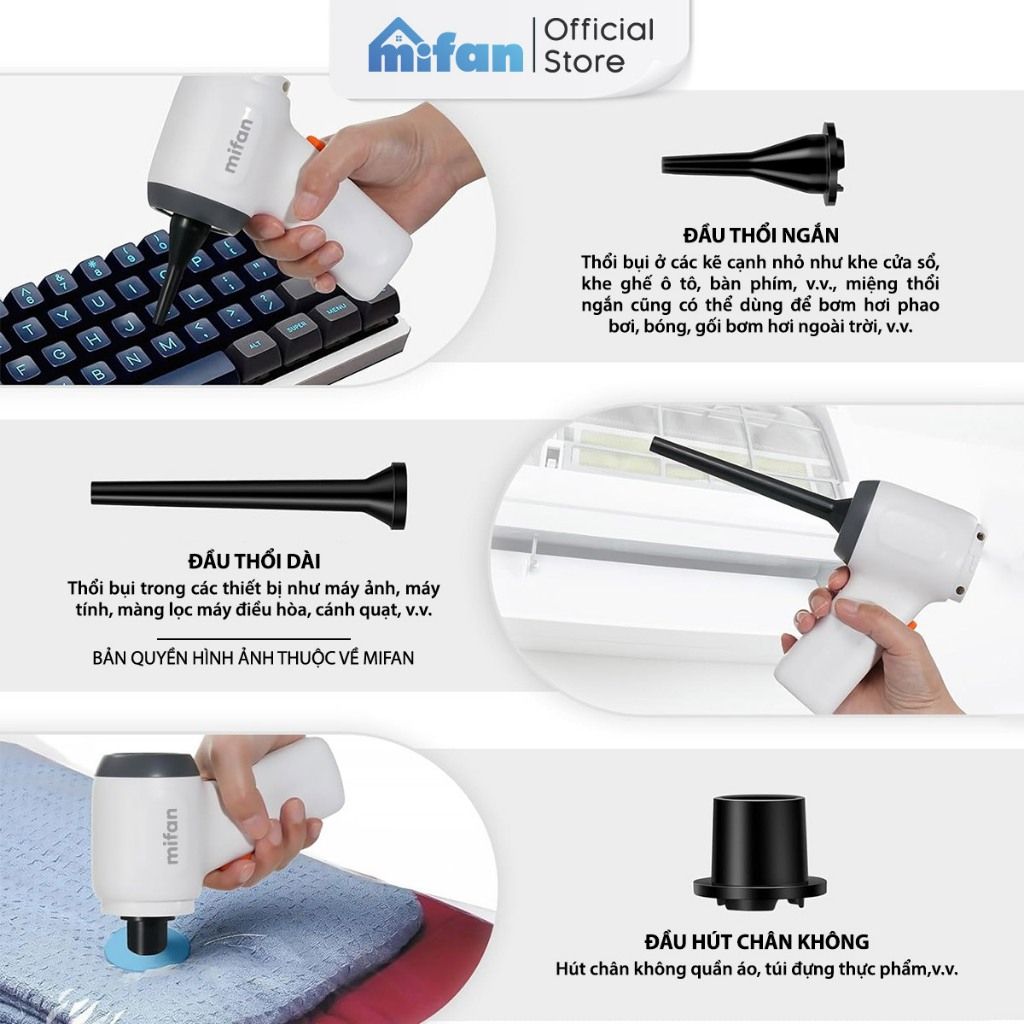 Máy Hút Bụi Cầm Tay Mini Không Dây 3 trong 1 Mifan CV103