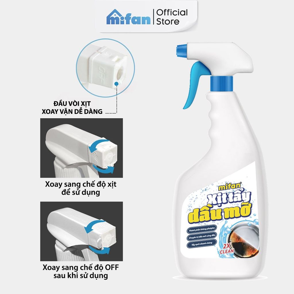 Xịt Tẩy Dầu Mỡ Nhà Bếp Mifan 500ml