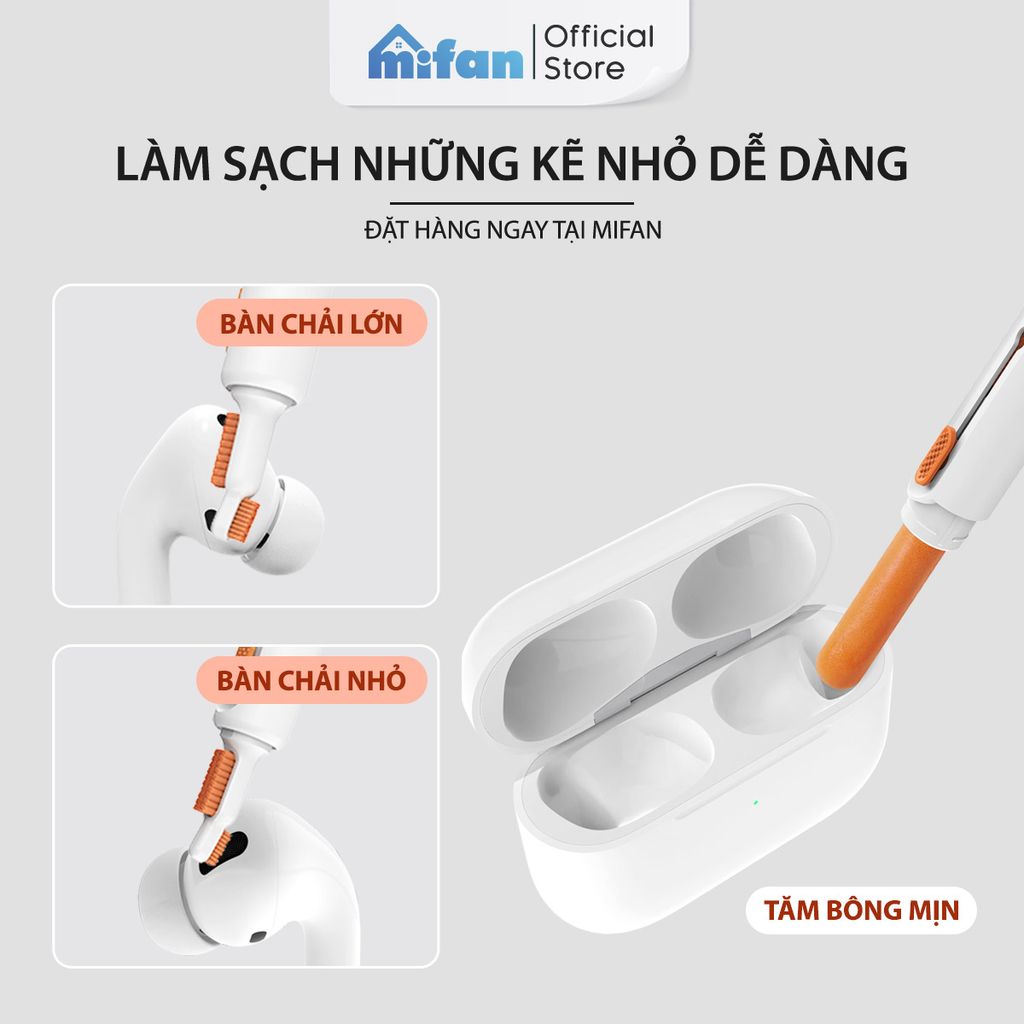 Bộ dụng cụ vệ sinh tai nghe bluetooth, điện thoại, máy tính, laptop đa năng 8 trong 1 cao cấp Mifan