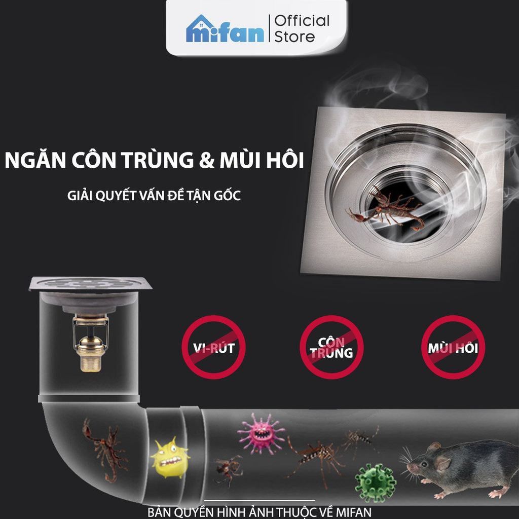 Bộ Lõi Lọc Ngăn Mùi Hôi Lỗ Thoát Sàn Nam Châm MIFAN