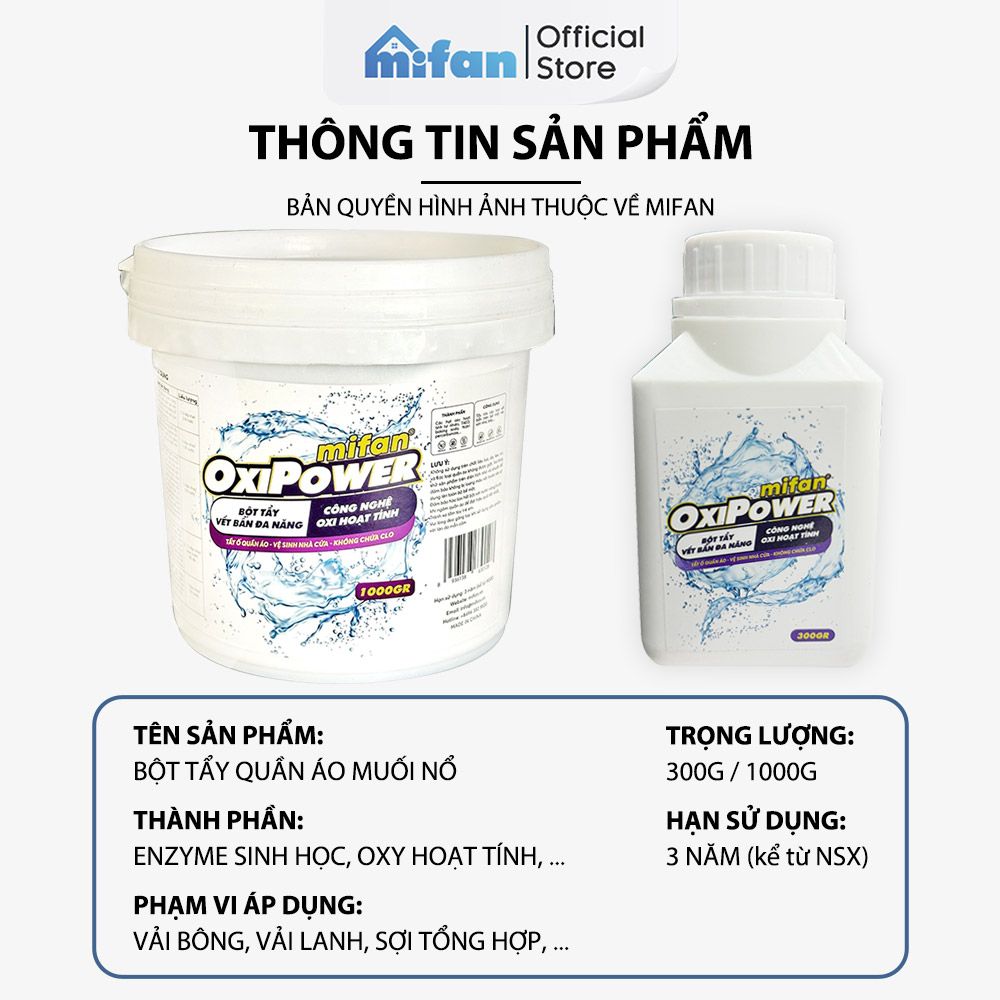 Bột Tẩy Trắng Quần Áo Đa Năng Mifan OxiPower