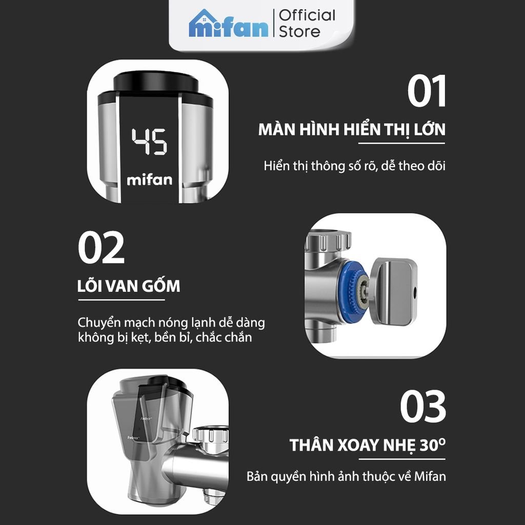 Máy Nước Nóng Trực Tiếp Gắn Đầu Vòi MIFAN 3300W