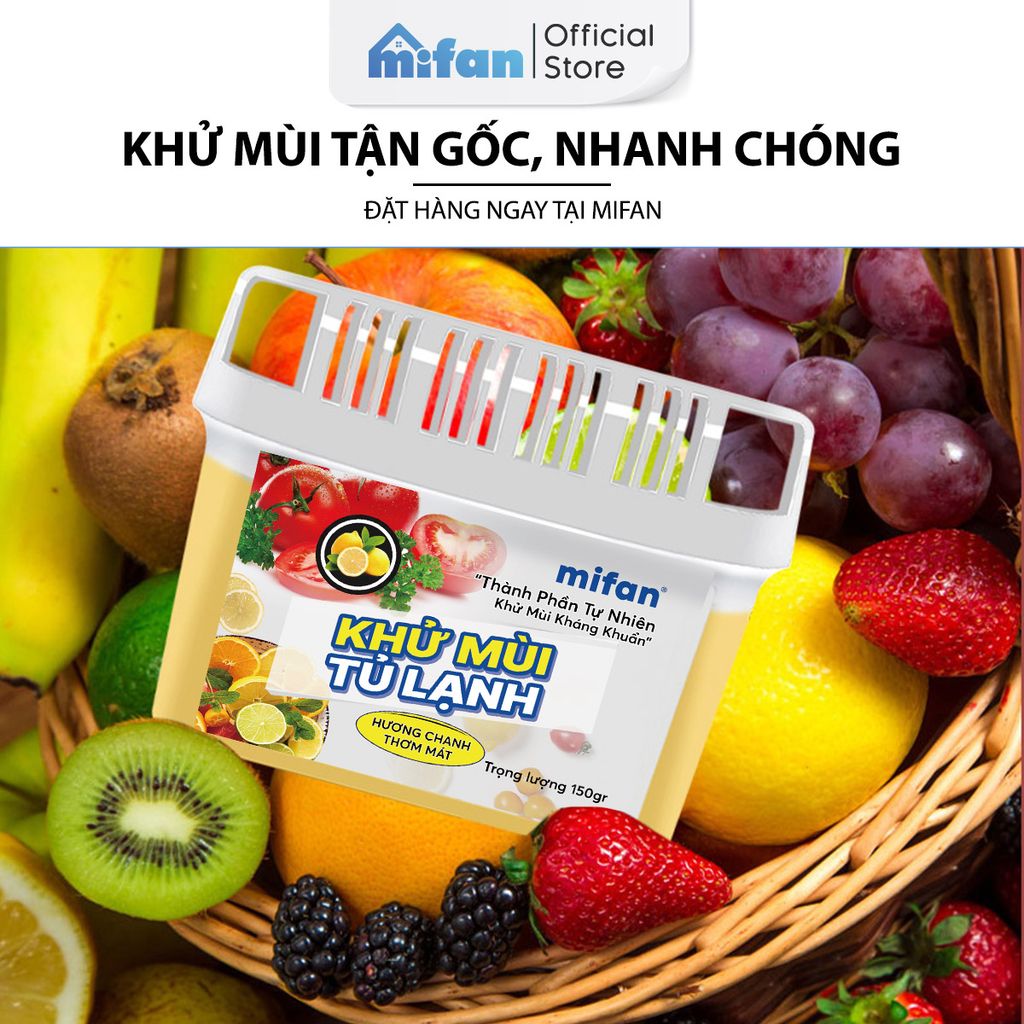 Hộp gel khử mùi tủ lạnh hương chanh Mifan Renewll 150gr