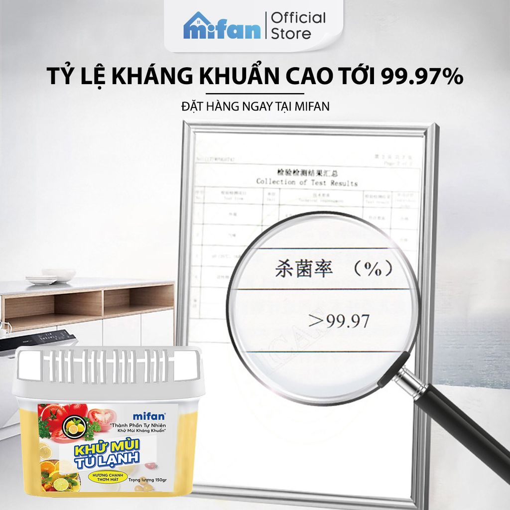 Hộp gel khử mùi tủ lạnh hương chanh Mifan Renewll 150gr