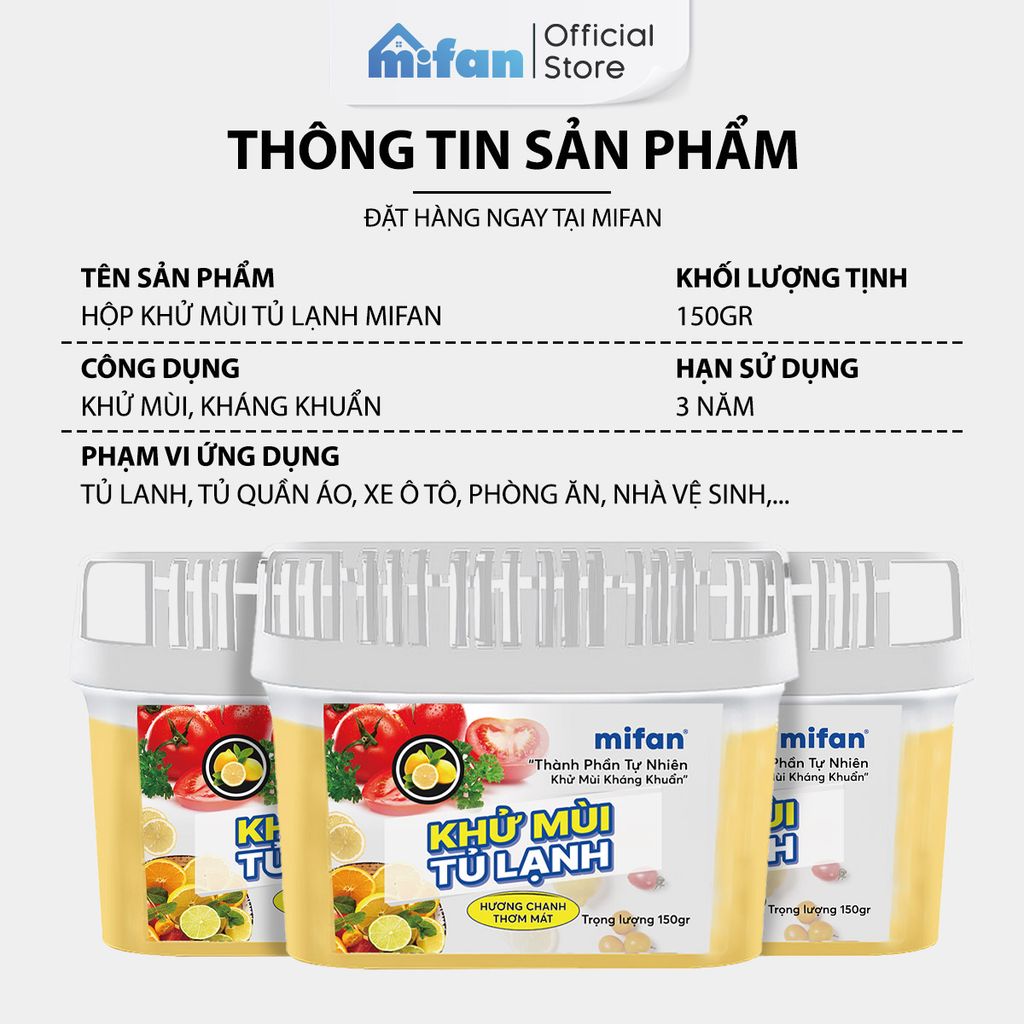 Hộp gel khử mùi tủ lạnh hương chanh Mifan Renewll 150gr