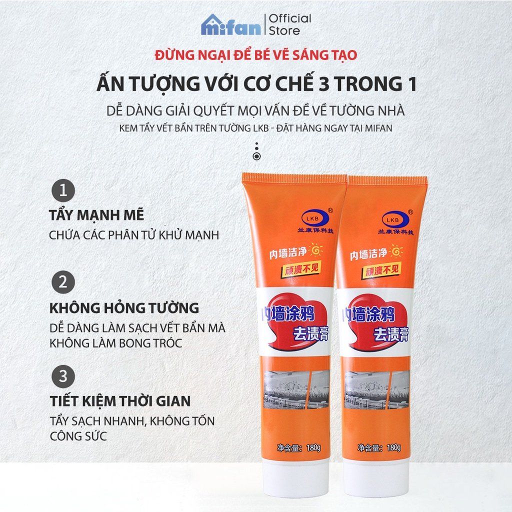 Kem Tẩy Vết Bẩn Trên Tường LKB 180 gr