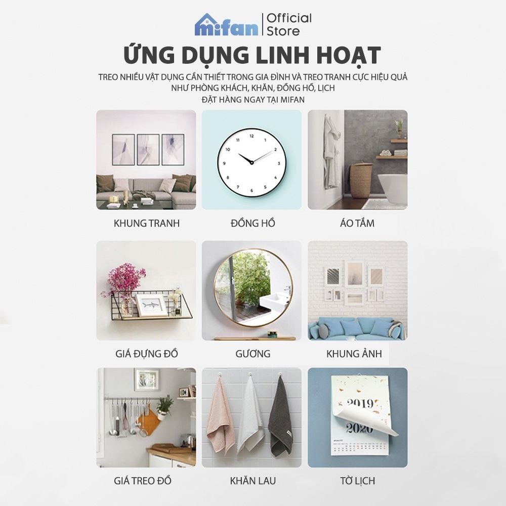 Móc Dán Tường Treo Tranh Siêu Dính MIFAN