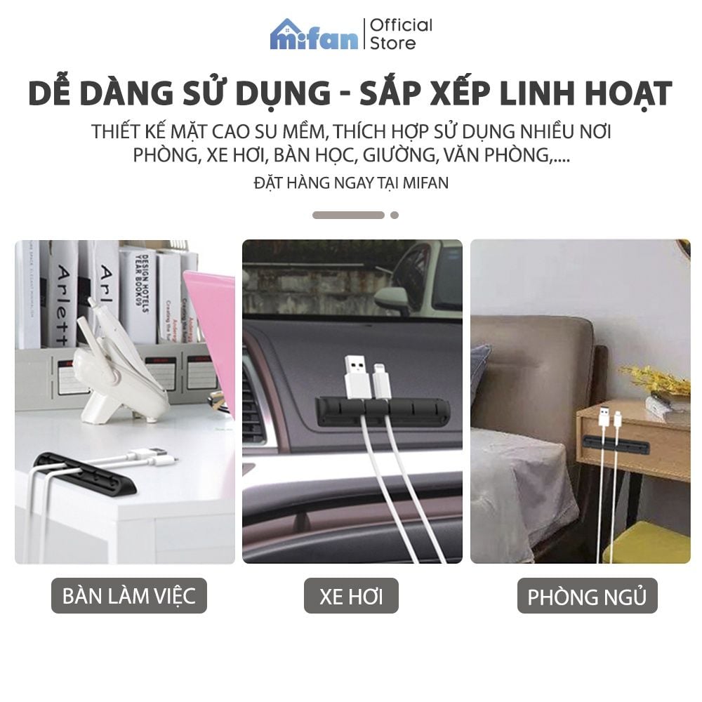 Miếng Silicone Kẹp Giữ Dây Cáp Sạc Điện Thoại, Máy Tính Cao Cấp MIFAN