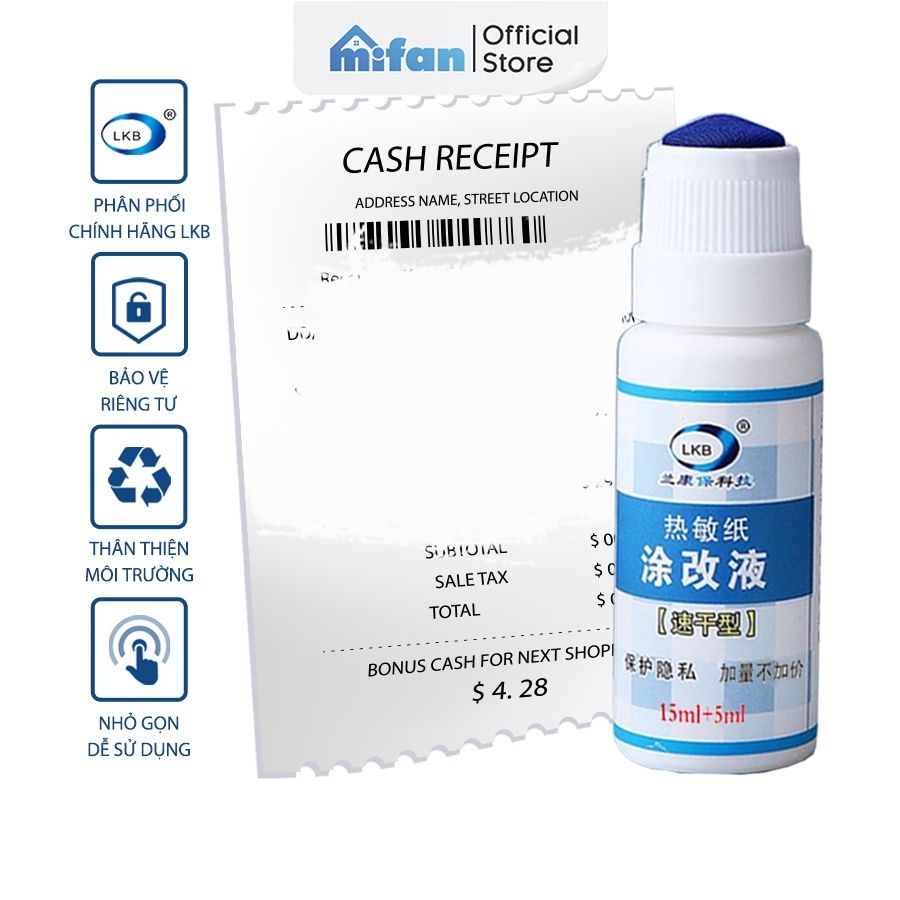 Chai Tẩy Mực In Nhiệt Che Tên Sản Phẩm LKB 20ml