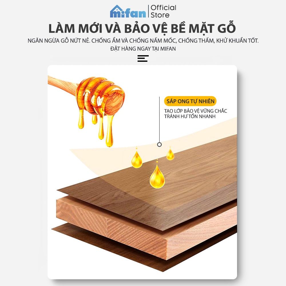 Sáp Ong Đánh Bóng Đồ Gỗ, Sàn Gỗ Mifan Beeswax 80gr