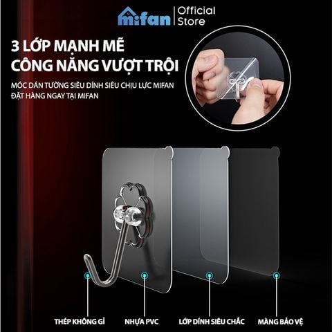Móc Dán Tường Siêu Dính Chịu Lực Siêu Bền Mifan