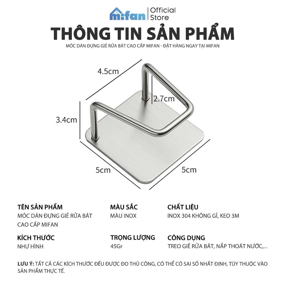 Móc Dán Tường Inox 304, Keo 3M Cao Cấp MIFAN