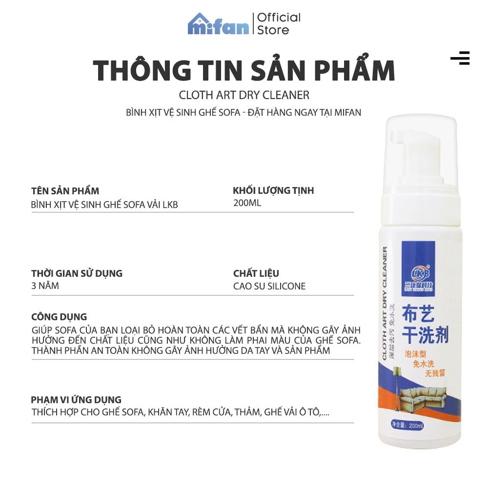Bình Xịt Vệ Sinh Sofa LKB 200ml