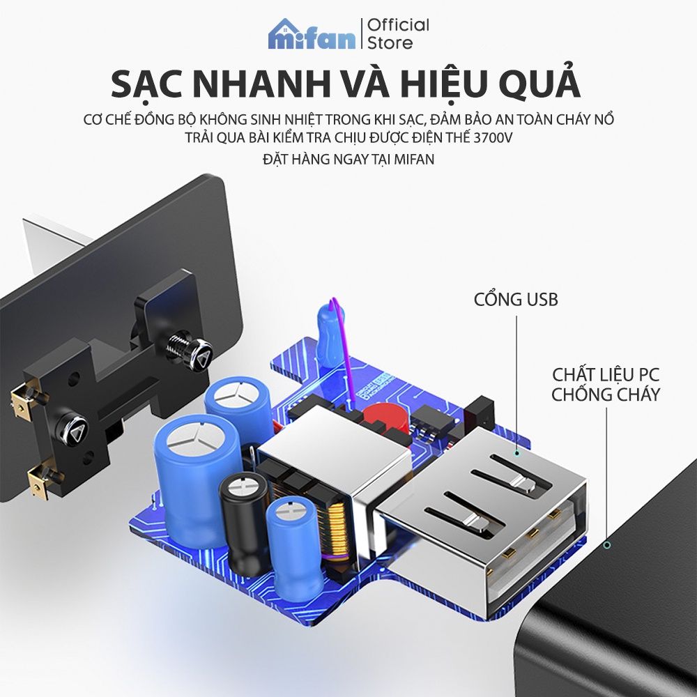 Củ sạc nhanh USB 5V 2A Mifan