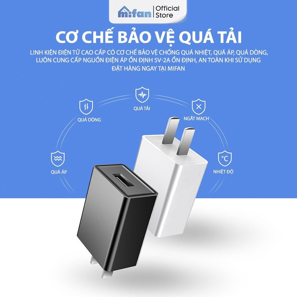 Củ sạc nhanh USB 5V 2A Mifan