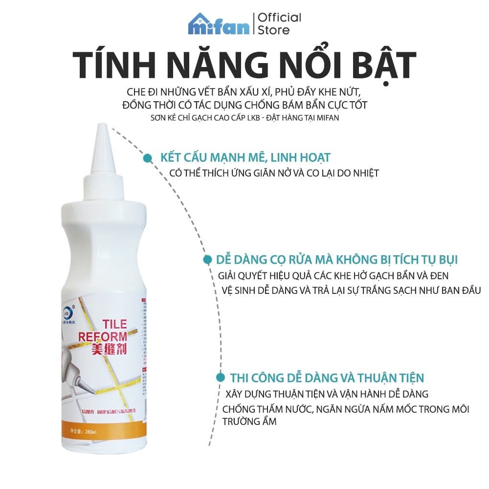 Sơn Kẻ Chỉ Gạch Cao Cấp LKB 280ml