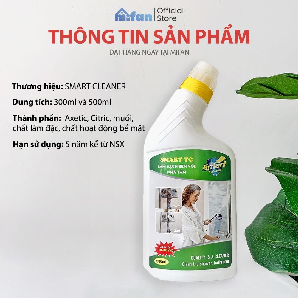 Nước Tẩy Rửa Sen, Vòi Inox, Tường Sàn Gạch Nhà Tắm SMART TC