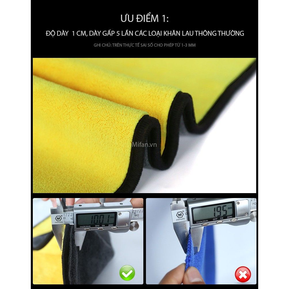 Khăn Lau Xe Hơi Ô Tô Microfiber Cao Cấp Mifan