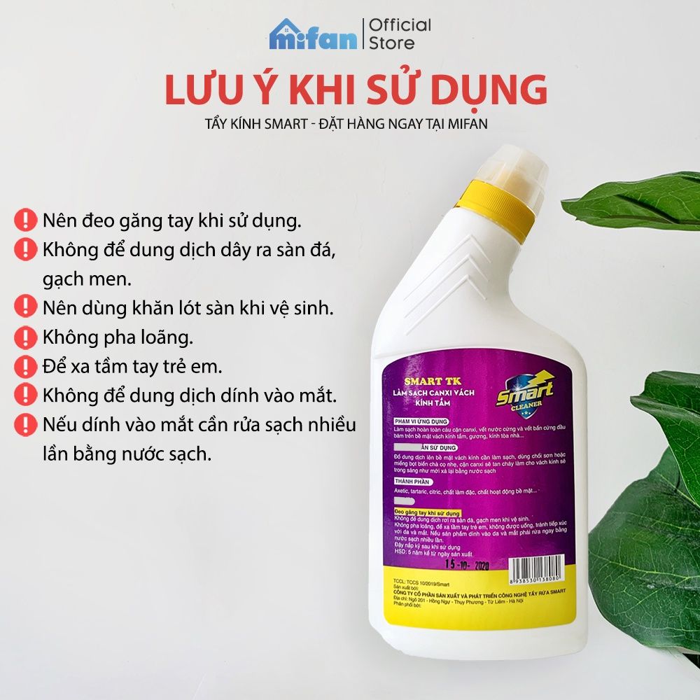 Nước Tẩy Rửa Cặn Canxi Trên Kính Smart Tk