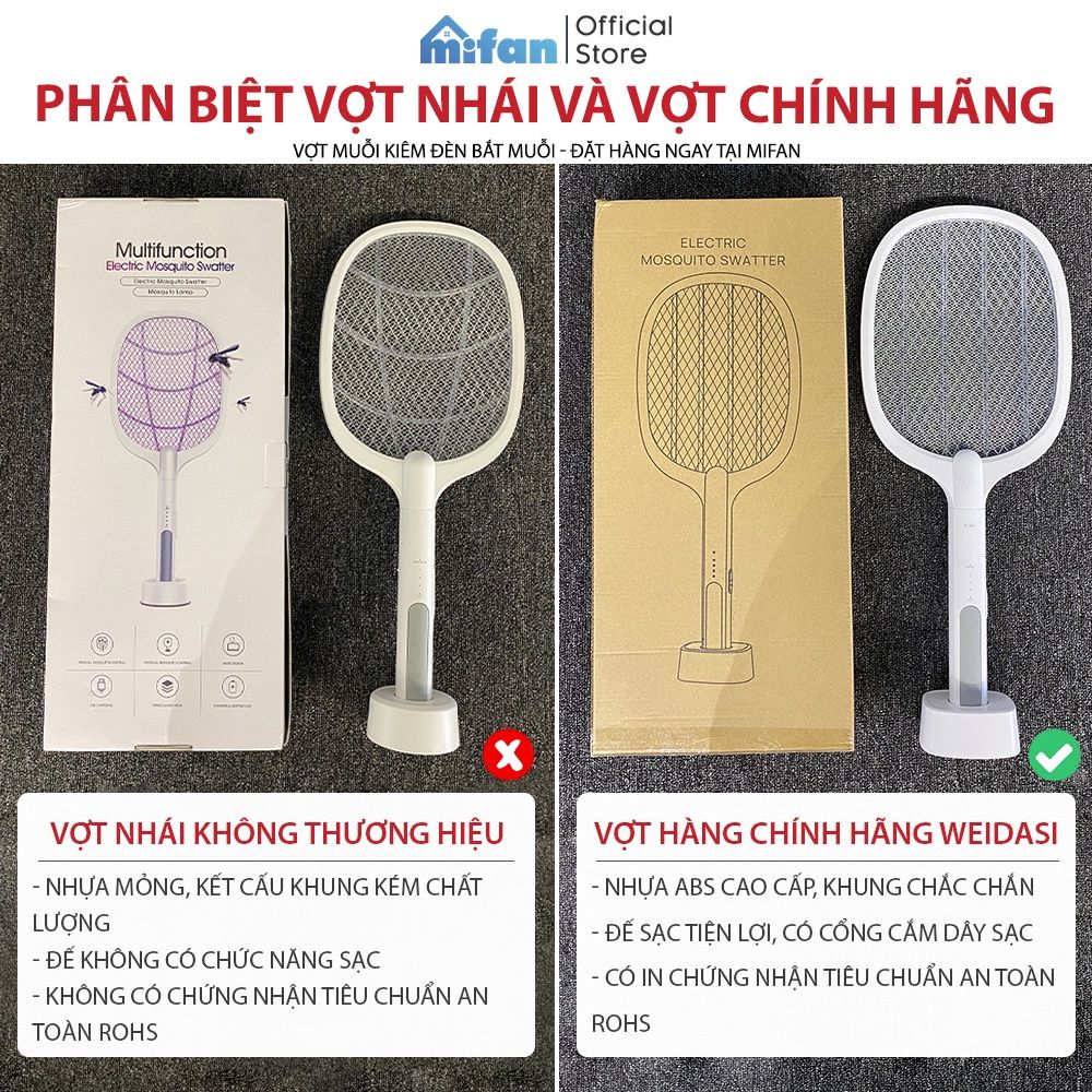 Vợt Muỗi kiêm Đèn Bắt Muỗi 2 trong 1 Weidasi WD955