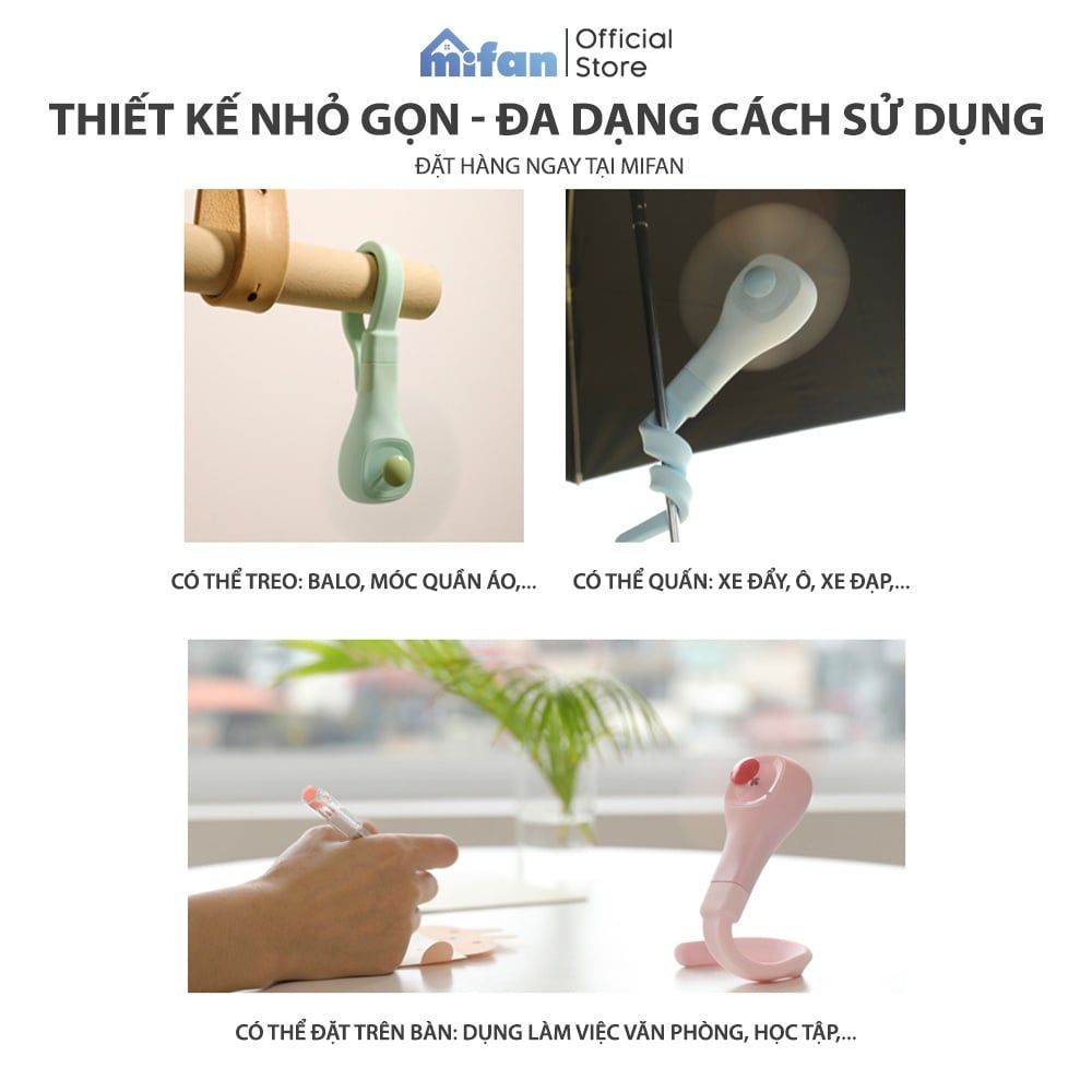 Quạt Cầm Tay Mini Đa Năng Tích Điện Mifan