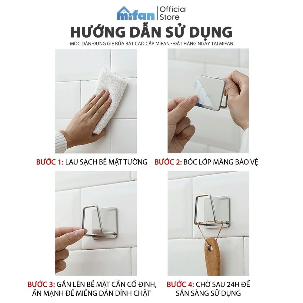Móc Dán Tường Inox 304, Keo 3M Cao Cấp MIFAN