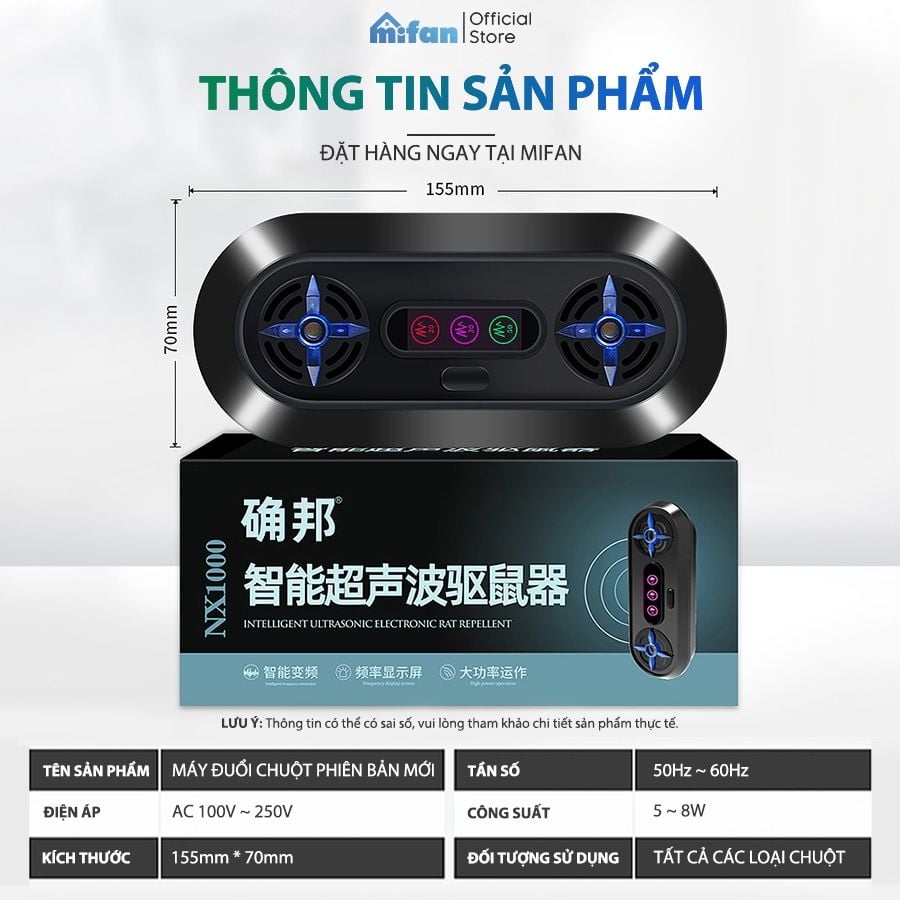 Máy Đuổi Chuột bằng Sóng Siêu Âm 2 Loa Cao Cấp MIFAN