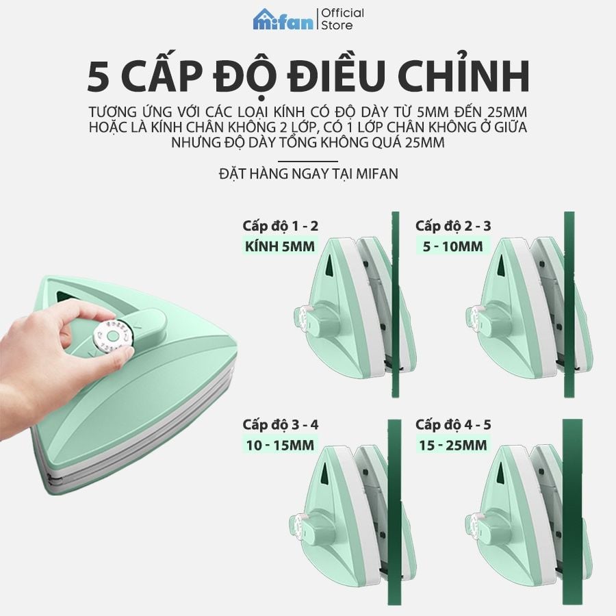 Bộ Lau Kính 2 Mặt Nam Châm Thông Minh MIFAN
