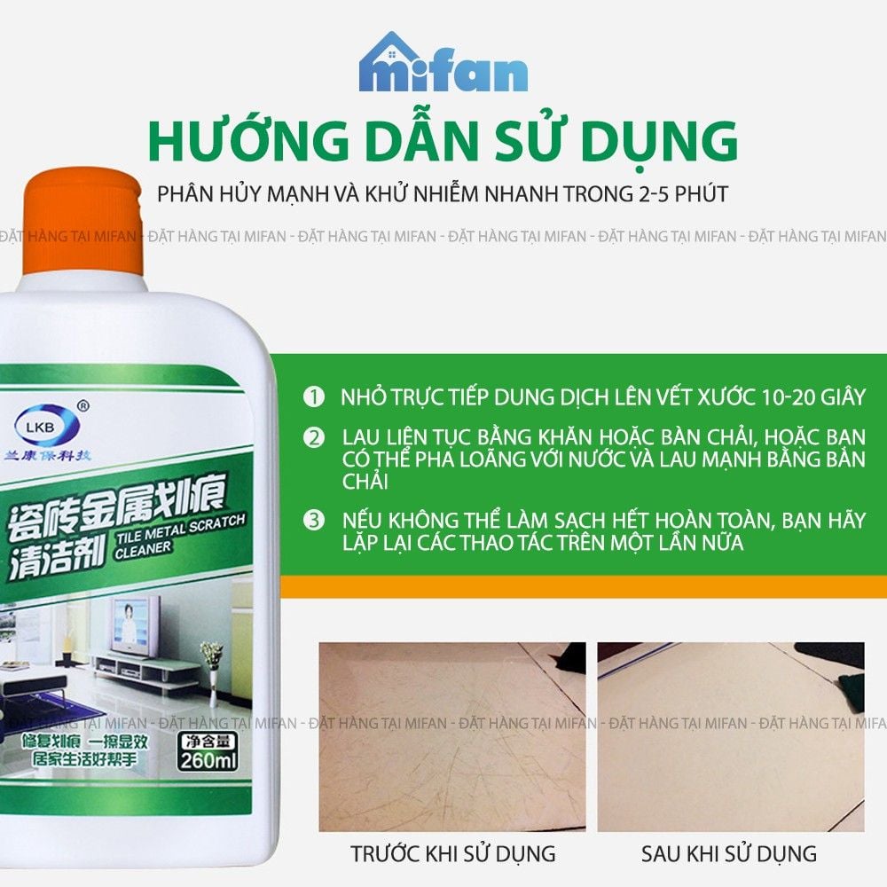 Dung Dịch Làm Sạch Vết Xước Sàn Gạch LKB 260ml