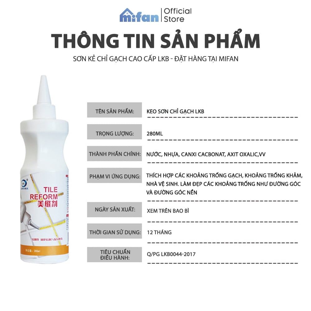 Sơn Kẻ Chỉ Gạch Cao Cấp LKB 280ml