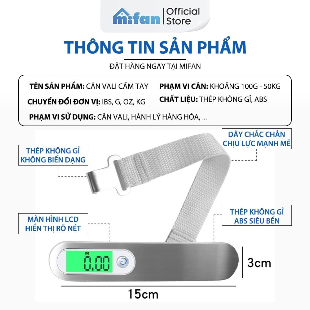 Cân Hành Lý Điện Tử Cầm Tay Mifan 50kg