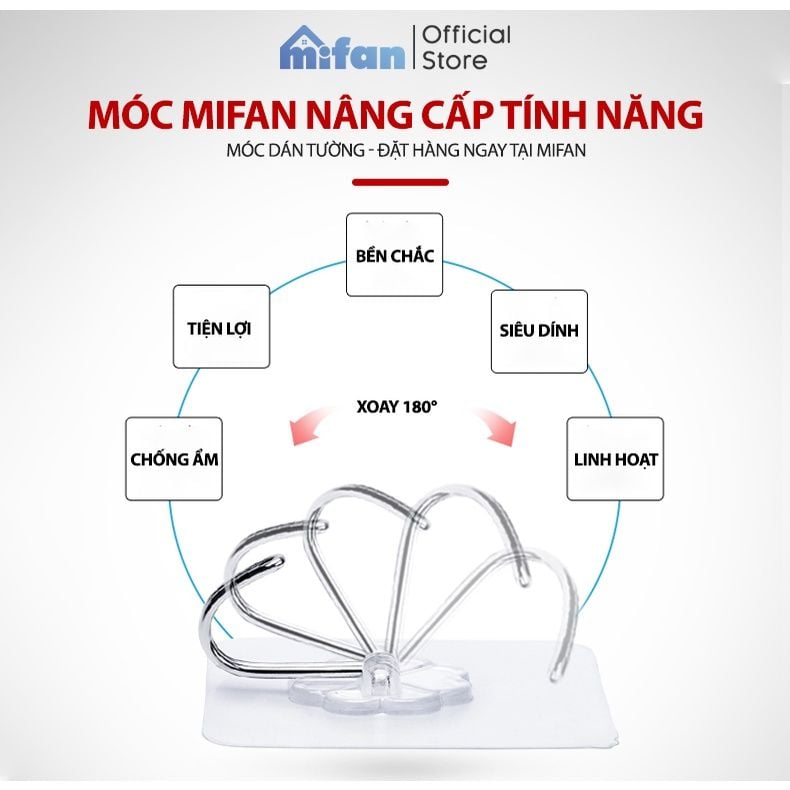 Móc Dán Tường Siêu Dính Chịu Lực Siêu Bền Mifan