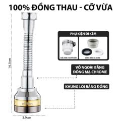 Đầu vòi rửa bát tăng áp đồng thau inox 304 cao cấp Mifan