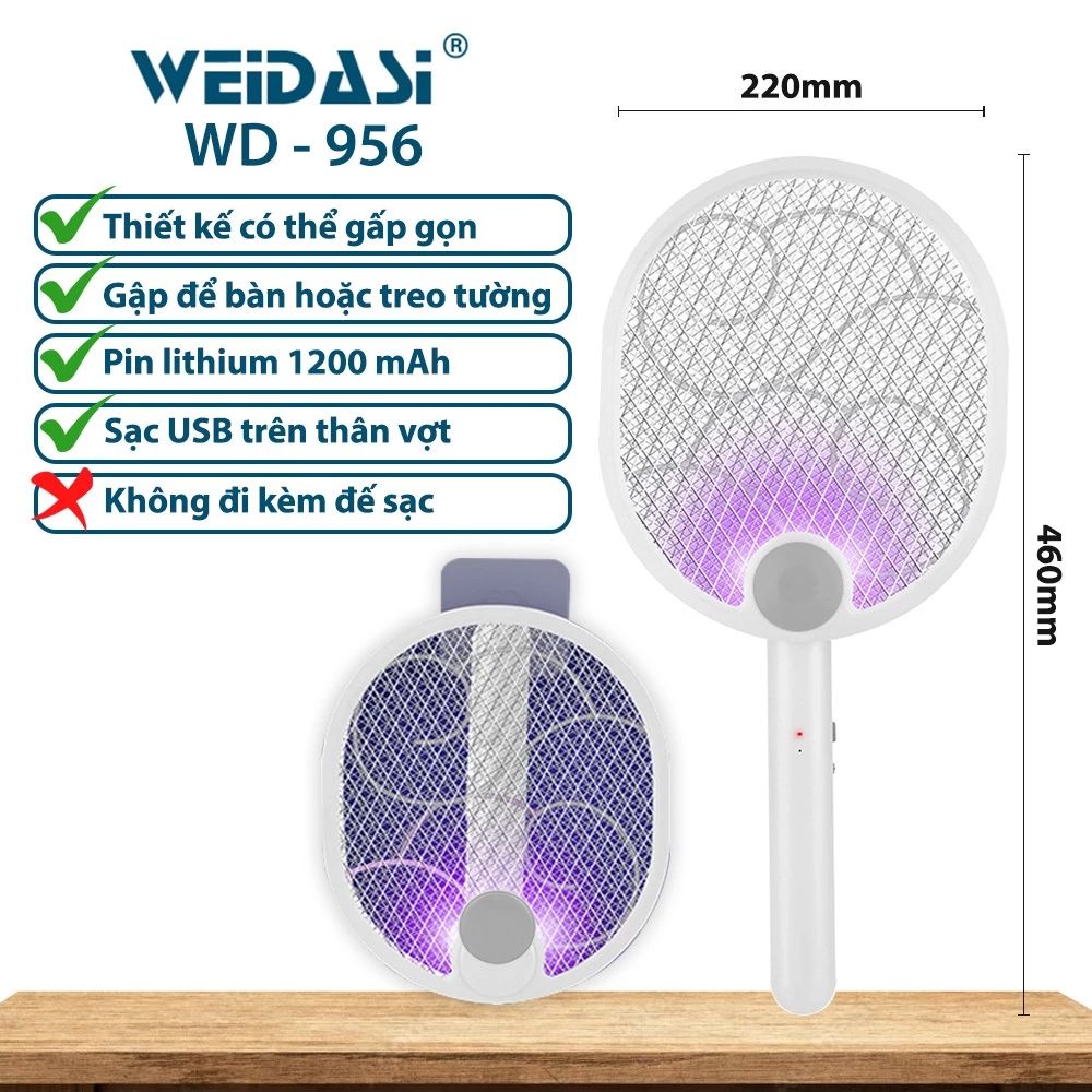 Vợt Muỗi kiêm Đèn Bắt Muỗi 2 trong 1 Weidasi WD955