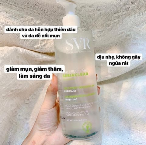 Nước tẩy trang SVR Sebiaclear Eau Micellaire Purifying Cleansing Water Face & Eyes