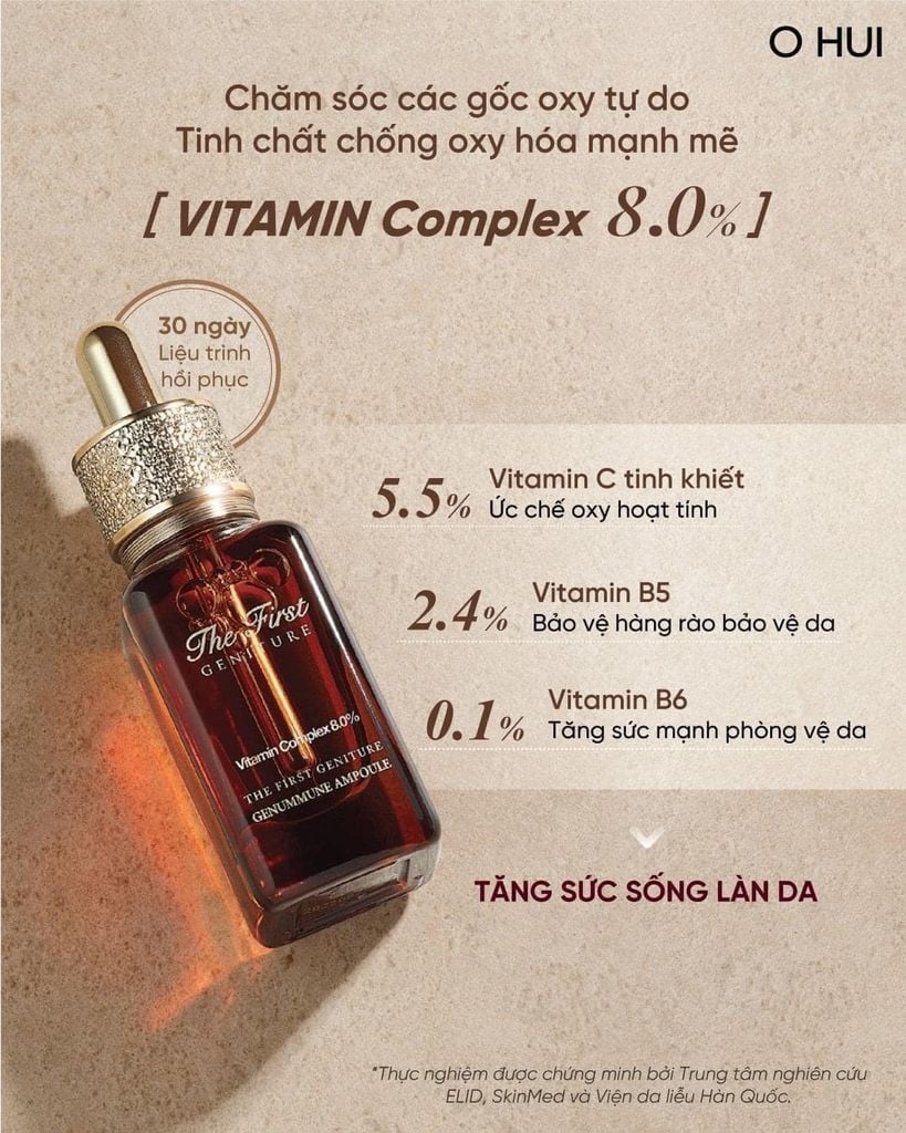 Tinh chất dưỡng OHUI THE FIRST Geniture Grnummune Vitamin Complex 8.0% Ampoule - Sample 1ml