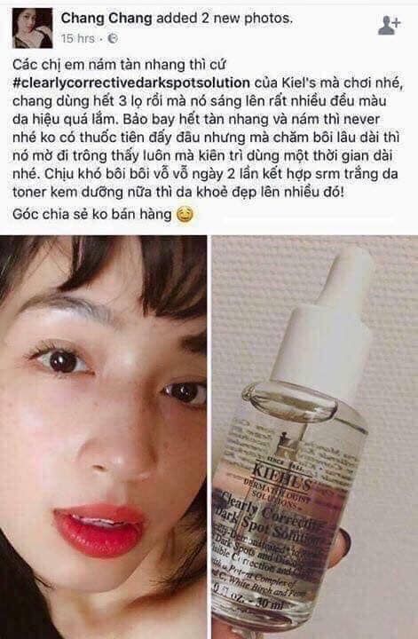 Tinh chất dưỡng sáng da, mờ thâm nám serum KIEHL'S Clearly Corrective Dark Spot Solution 15ml - PHỒNG PHỀNH