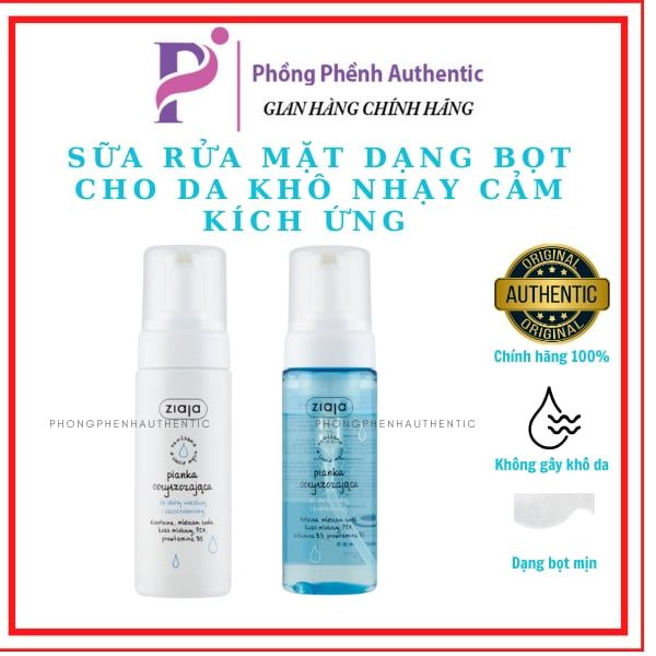 SỮA RỬA MẶT ZIAJA DẠNG BỌT DỊU NHẸ CHO DA KHÔ NHẠY CẢM 150ml