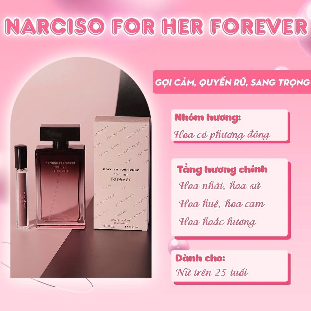 Nước hoa Nữ Narciso Rodriguez 90ml - 100ml đủ các mùi: Pure Musc, Cristal, Musc Noir Rose, Forever, For Her...