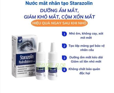 Nước mắt nhân tạo Starazolin-Dưỡng mắt, dịu mắt giảm khô mắt - Nước mắt nhỏ được cả lens-Hộp 2x5ml - PHỒNG PHỀNH