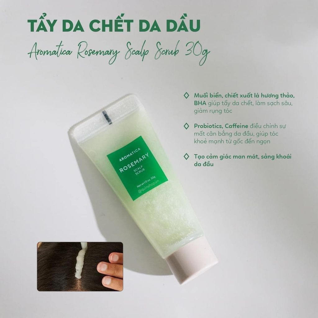 Xịt dưỡng mọc tóc và tẩy da chết da đầu Aromatica Rosemary Sclap Scrub & Aromatica Rosemary Root Enhancer (đủ bill)
