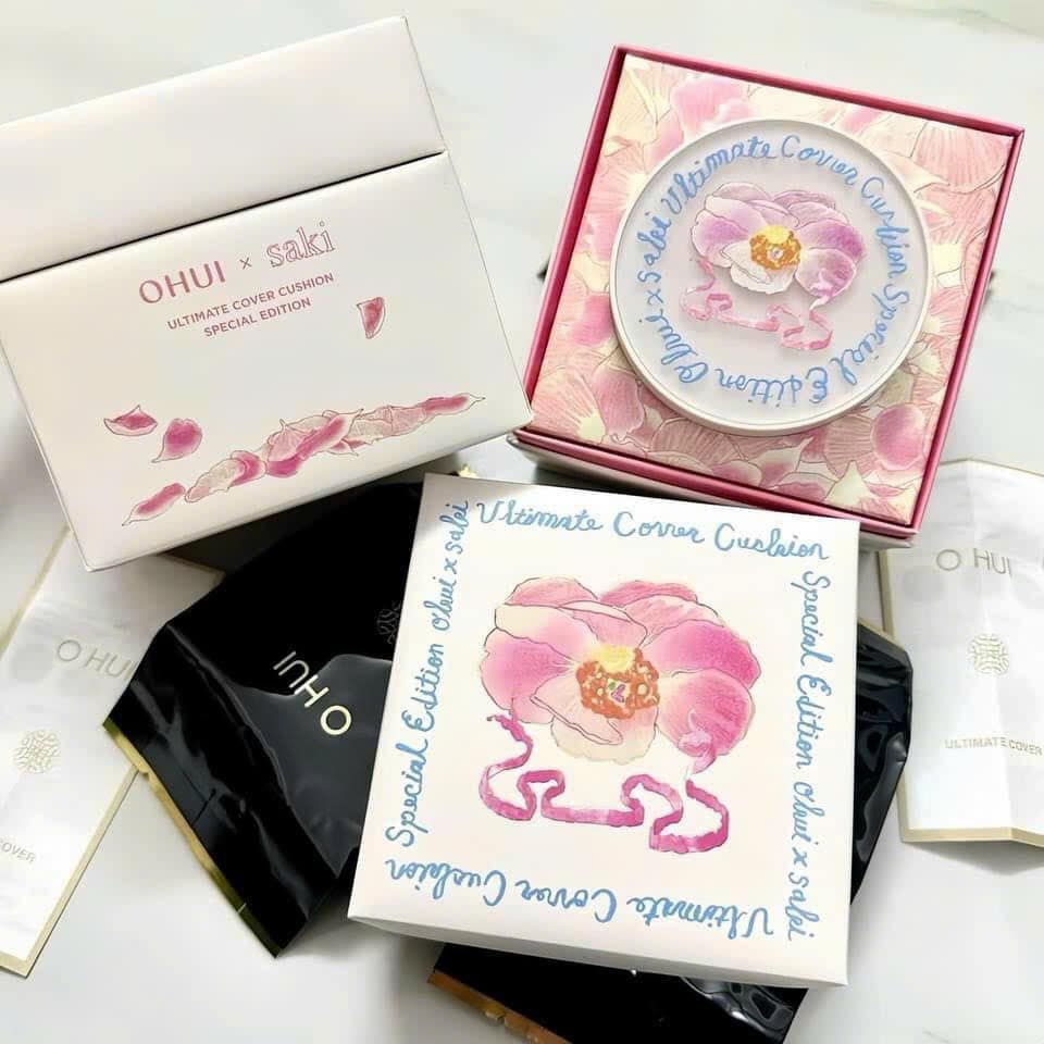 Set Phấn Nước O Hui Hoa Hồng Ultimate Cover Lifting Cushion SPF 50+/PA+++ Phiên Bản Mới 15gx3. PHỒNG PHỀNH