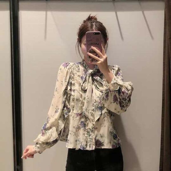 Áo sơ mi ZARA TIED PRINT BLOUSE code 8273328Áo sơ mi ZARA TIED PRINT