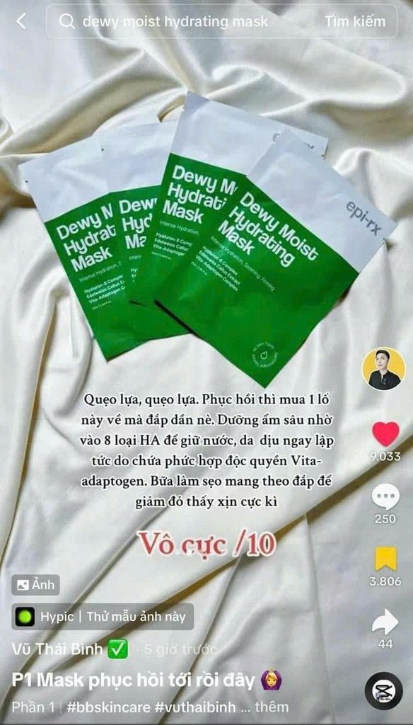 Mặt Nạ Cấp Ẩm Sâu, Phục Hồi Da Epi-rx Dewy Moist Hydrating Mask Hộp 5 Miếng