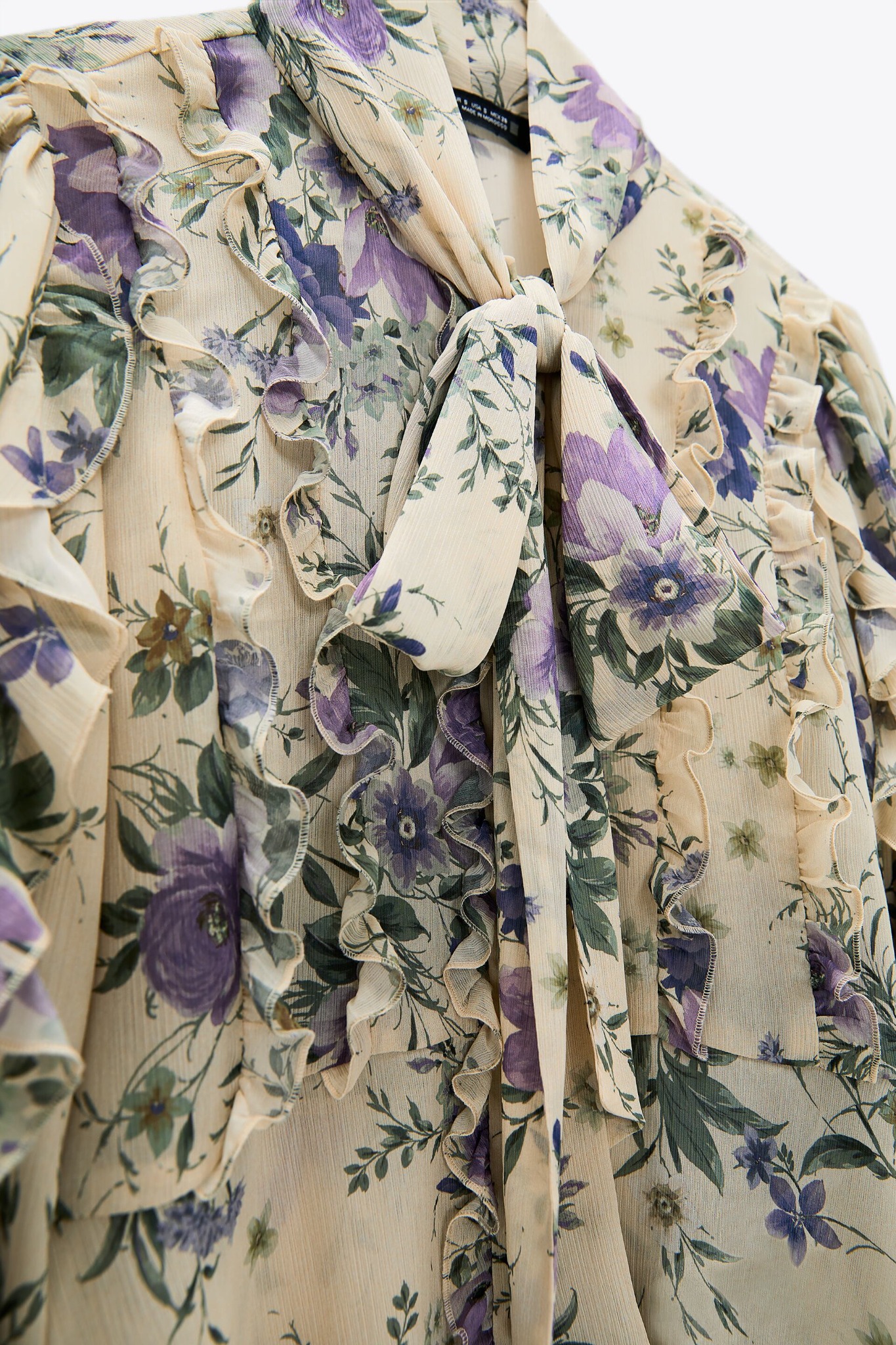 Áo sơ mi ZARA TIED PRINT BLOUSE code 8273328Áo sơ mi ZARA TIED PRINT