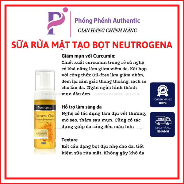 Sữa rửa mặt Neutrogena Clear & Soothe with Turmeric 150ml